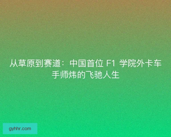 从草原到赛道：中国首位 F1 学院外卡车手师炜的飞驰人生